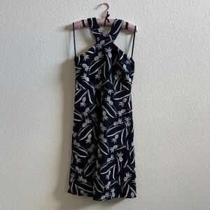 Ann Taylor Blue and White Patterned Midi Dress